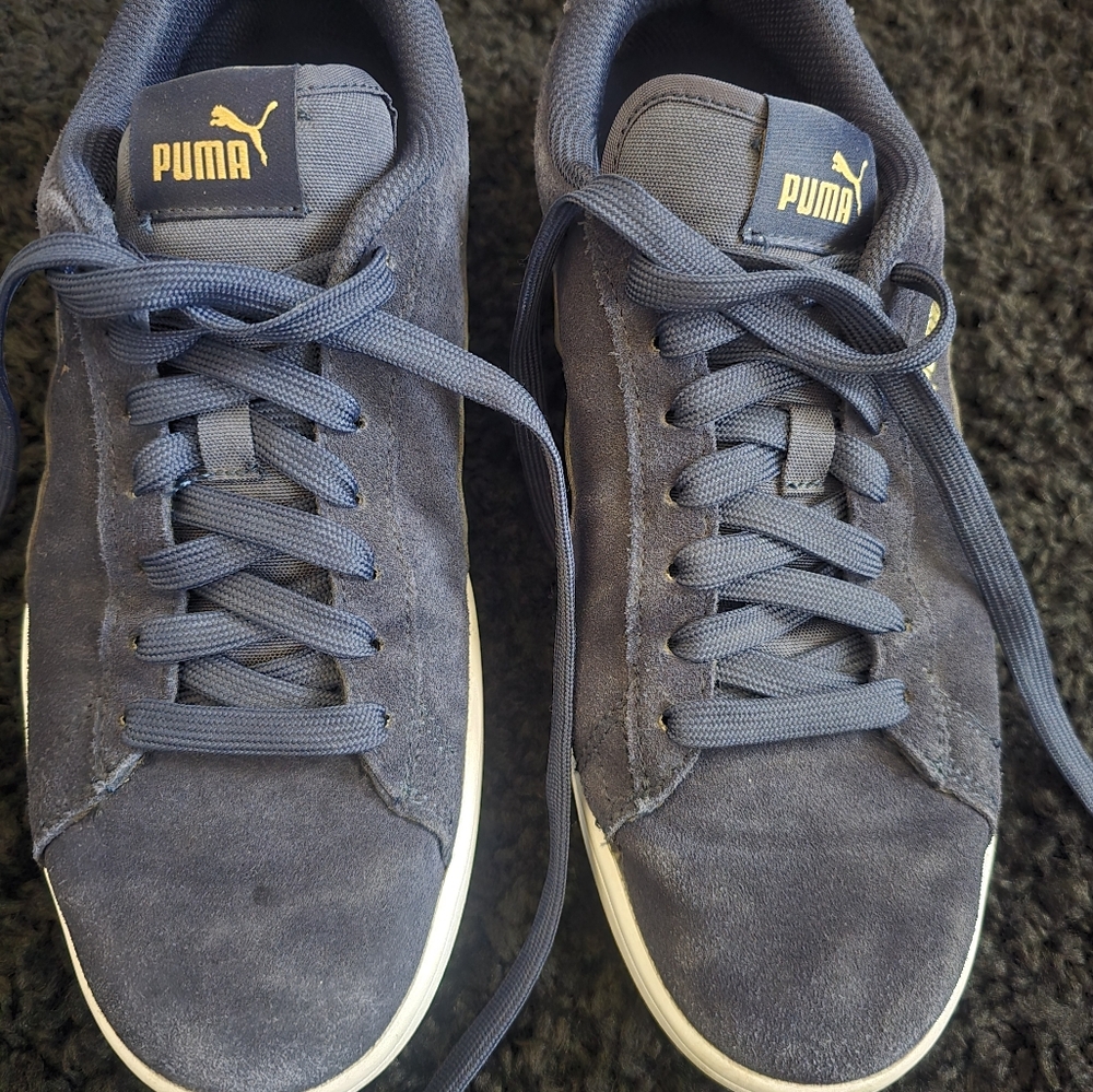 Puma Navy Blue Sneakers Suede Low-Top Design